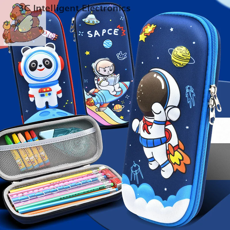 

Детский пенал на молнии, милый мультяшный динозавр, астронавт, двухсторонний канцелярский чехол для ручек, органайзер для канцелярских принадлежностей