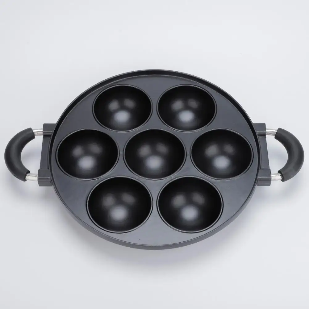 Sartén para Takoyaki Resistente al Calor, Molde Redondo de Hierro Fundido Antiadherente de 7/12 Cavidades para Takoyaki, Cake Pops y Omelettes