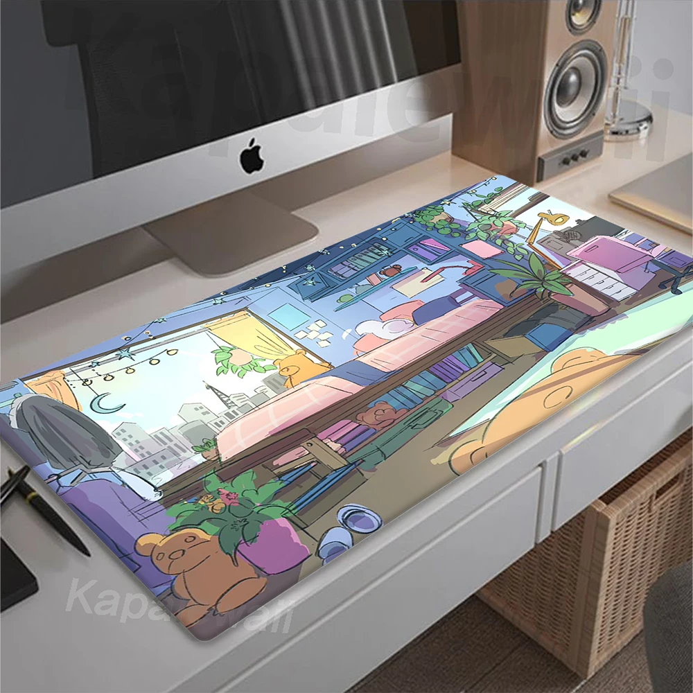 Gamer Anime Kawaii Cute Mouse Pad Cartoon Mousepads Locking Edge  Mouse Mat Gaming Mousepad Keyboard Pads Tapis De Souris