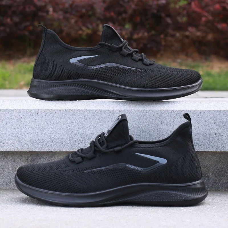 남성 캐주얼 스포츠 신발 통기성 경량 운동화 야외 메쉬 블랙 러닝화 운동 조깅 테니스 워킹화