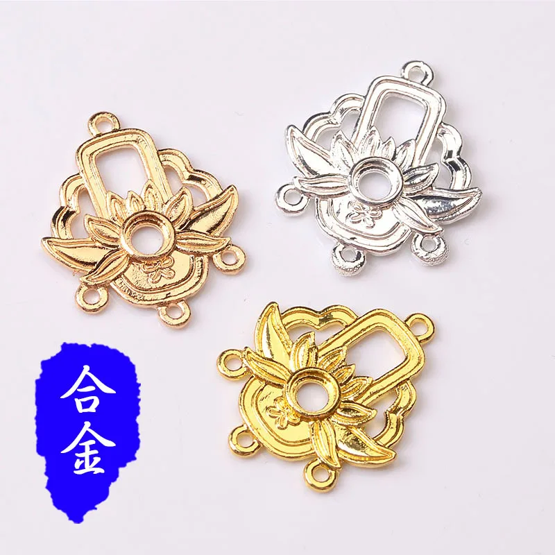 DIY beadable jewelry material antique, alloy lotus ring accessories hairpin fringed accessories
