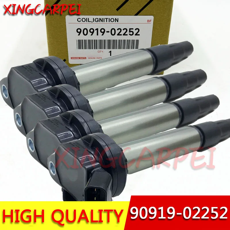 4PCS New Ignition Coil 90919-02252 90919-02258 For Toyota Auris Avensis Rav 4 Verso Yaris 2009 1.6 1.8 2.0 Auto Part