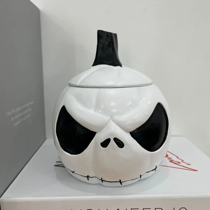 

Disney The Nightmare Before Christma Creative Resin Craft Halloween Hat Skeleton Devil Pumpkin Jar Jack Figure Storage Ornaments