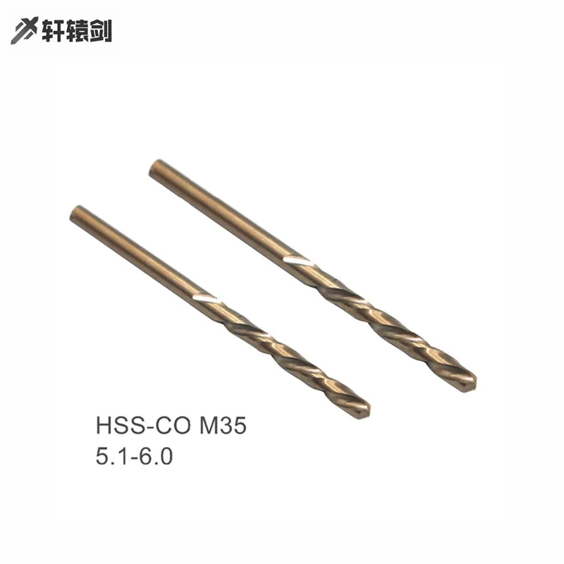 Brocas helicoidais de aço inoxidável, brocas 5.1 5.2 5.3 5.4 5.5 5.6 5.7 5.8 com 6mm de aço inoxidável para haste reta com aço inoxidável de cobalto, 10 peças