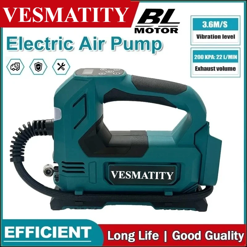Air Pump Lithium-Ion Cordless Air Inflator: Portable Tyre Pump with Digital Display for Cars & Motorcycles for 18V-20V battery.