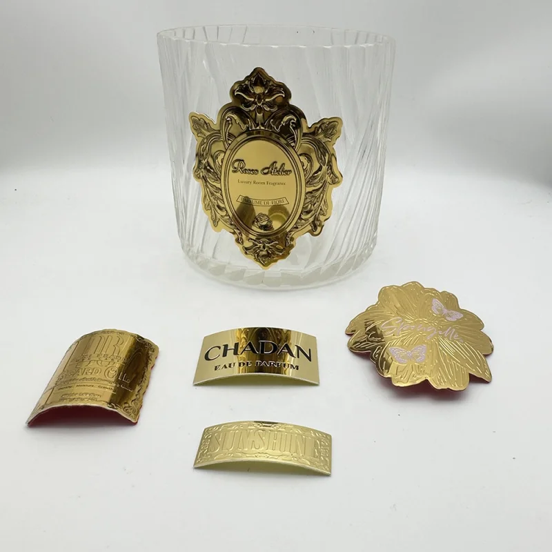 Étiquettes personnalisées pour emballage de bougies de luxe, étiquette personnalisée, conception d'étiquette privée, relief 3D, logo en métal gaufré, 10 0.Zhang