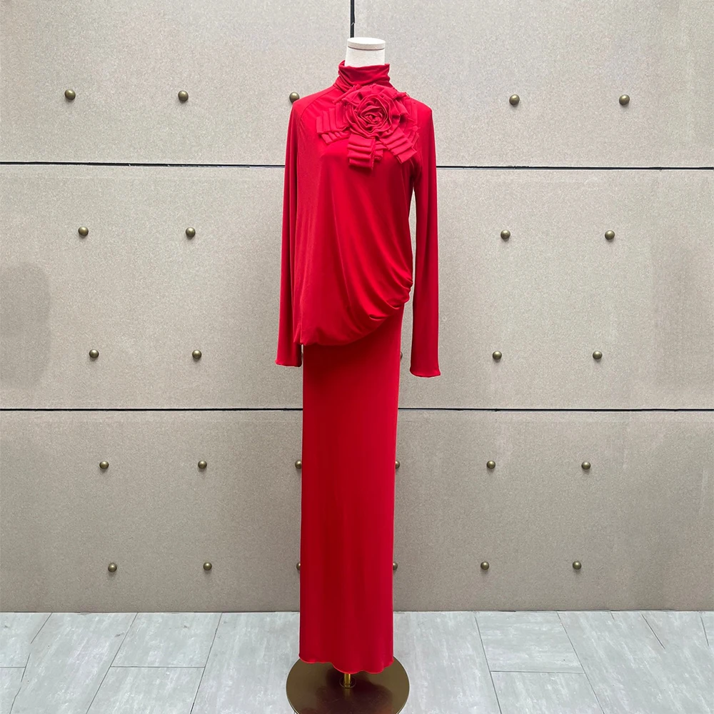 

Весна 2026: Новинка! Элегантное повседневное плиссированное макси-платье с длинным рукавом в стиле Y2K для женщин, длина в пол