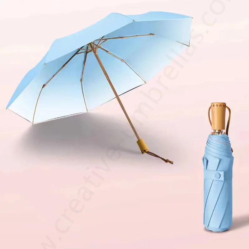 Super light luxury retro double-layer gradient sunshade women's three fold sun protection parasol and UV protection umbrella