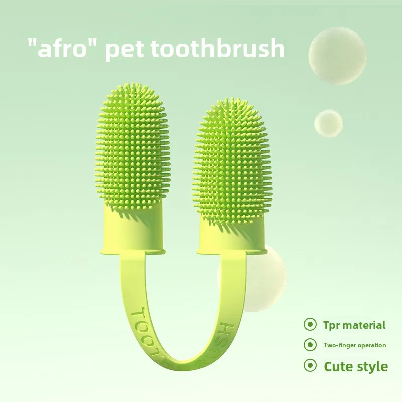 Wholesale pet two-finger toothbrush Pet supplies for dogs and cats: dental cleaning finger sleeve Oral cleaning tools
