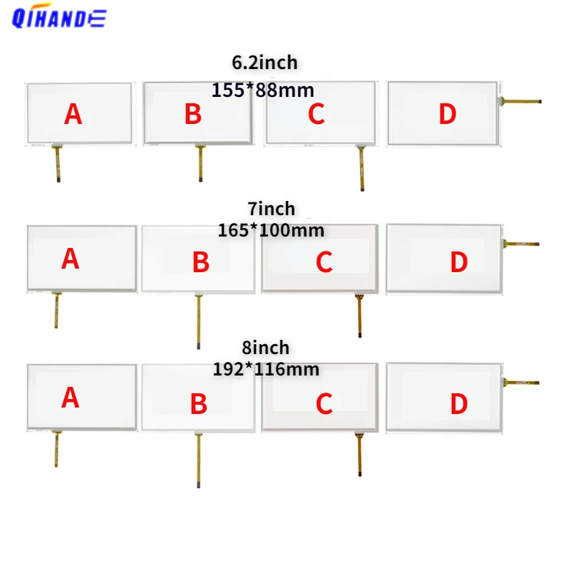 New 6.2inch 7 inch /8 Inch Resistance Digitizer Touch Screen Panel Glass For Car DVD GPS Radio Navigation Multimedia Replacement