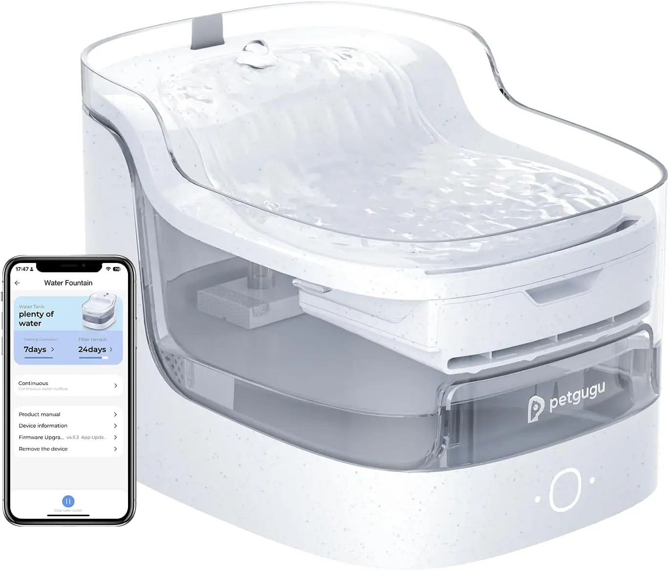 

Cat Water Fountain with 8-Layer Filter, Ultra-Quiet Pet Fountain for Dogs and Cats, WiFi-Enabled