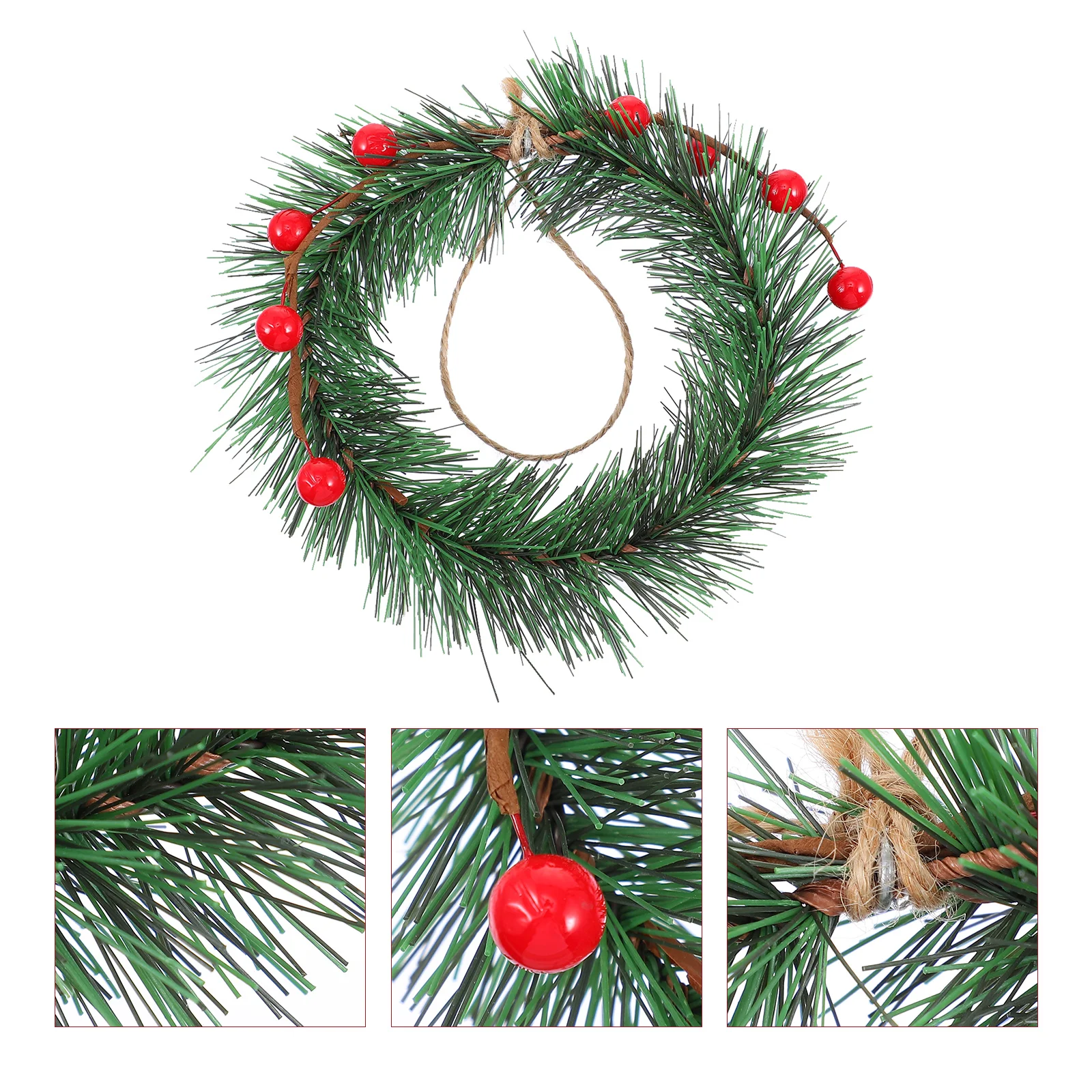

3 Pcs PVC Red Berry Christmas Exquisite naments for House Decoration Xmas Wreath HangingWinter Decor