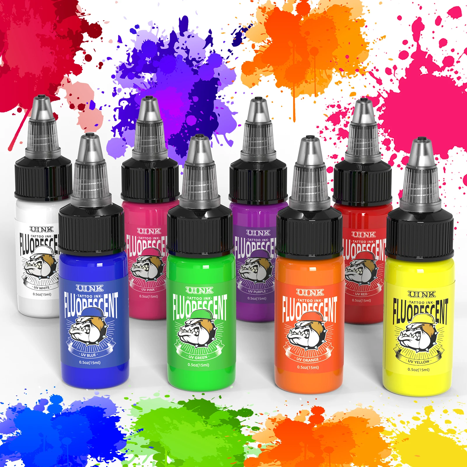 

DQFART 15ML/0.5OZ UV Fluorescent Tattoo Ink Can Be Displayed Under UV Light Bright For Beginners Artists To Use Tattoo Supplies