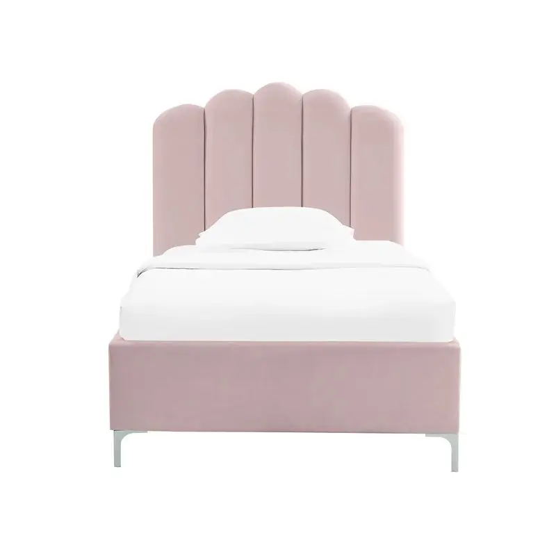 # Camas Modernas Bedroom Furniture Full Size Seashell Pink Upholstered Kid Bed Frame Kids' Beds for Kids Girls