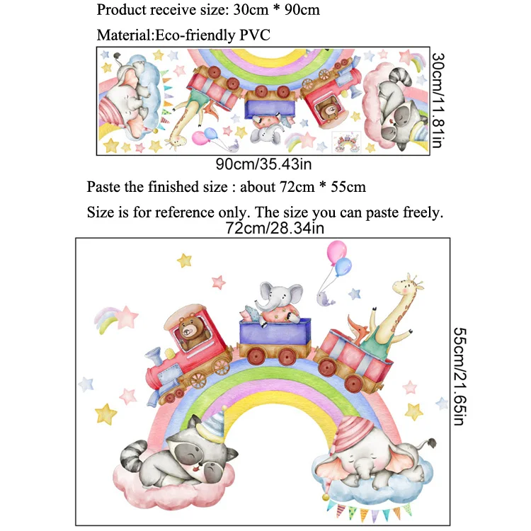 Fantasy Regenbogen-Tiere Wandaufkleber Cartoon Kinderzimmer Dekoration Wandbild für Heimdekoration Tapete Kinderzimmer Selbstklebende Aufkleber – Detail 1