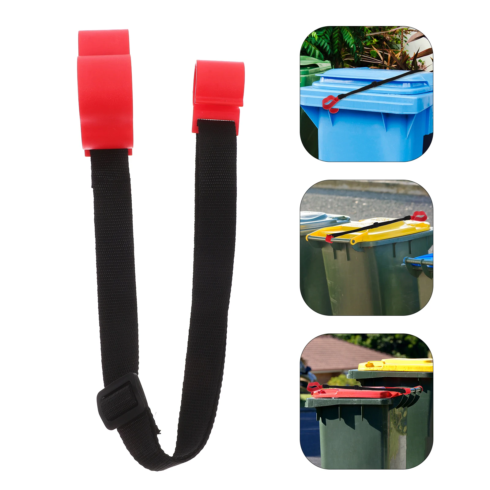 

Trash Can Lock Universal Fit Elastic Rope Nylon Lid Lock Strap Animal Bin Clamp Bungee Cords Garbage Home Use