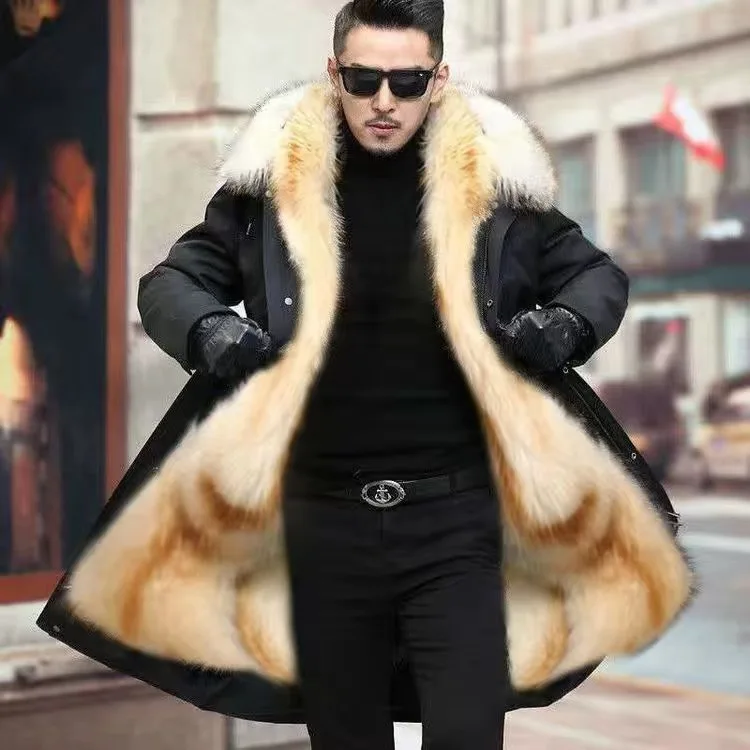 Over-the-knee long parka (gold liner)