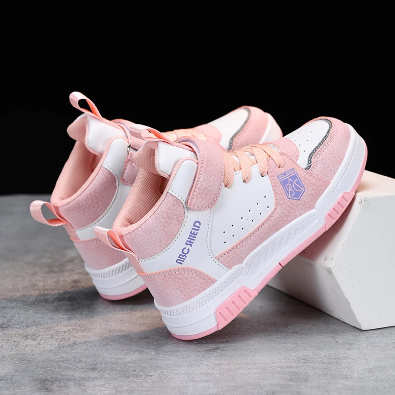 Design de luxo meninas sapatos outono crianças tênis outono couro do plutônio sapatos altos para crianças esportes tênis moda menina tênis