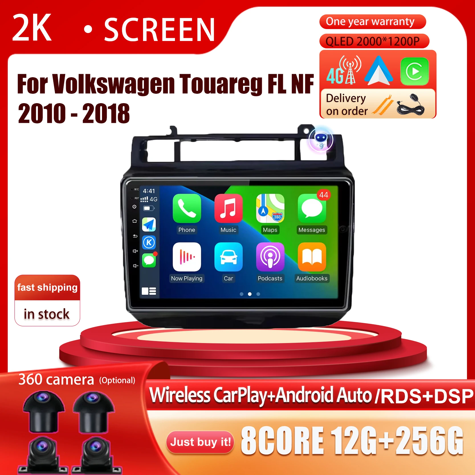 

Android 14 DSP Carplay Car Radio Auto Stereo Player WiFi GPS Navigation Bluetooth For Volkswagen Touareg FL NF 2010 - 2018