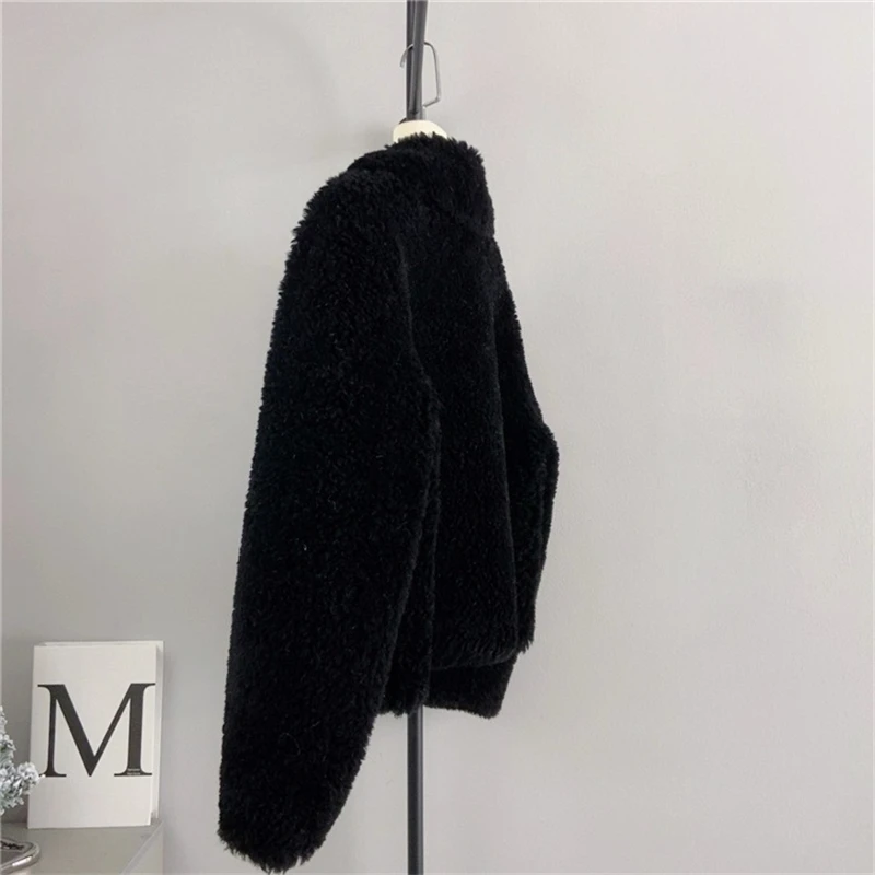 2024 Fall and Winter New Lambswool Fur Buckle Short Jacket Women Sheep Shearling Pure Wool Warm Coat PT4127