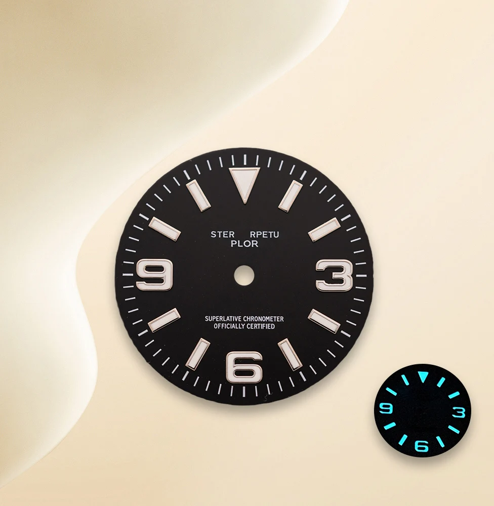 Cadran rayon de soleil NH35 avec Logo S, 28.5mm, 369, pour mouvement NH35/NH36/4R/7S, bleu glace, lumineux, accessoires de montre