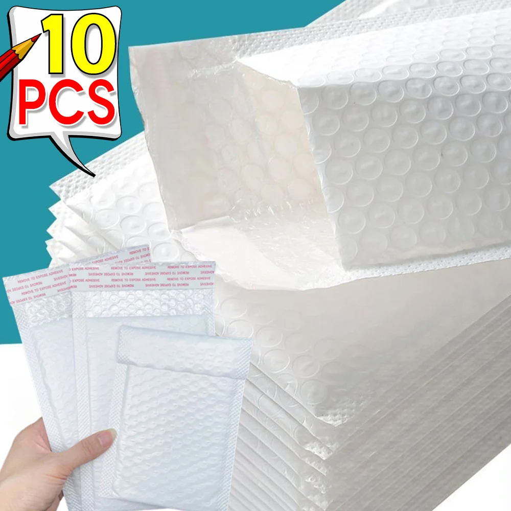 10pcs Self Seal Mailers Padded Shipping Envelopes with Bubble Mailing Bag White Foam Envelope Bags Shipping Packages jewelry Bag