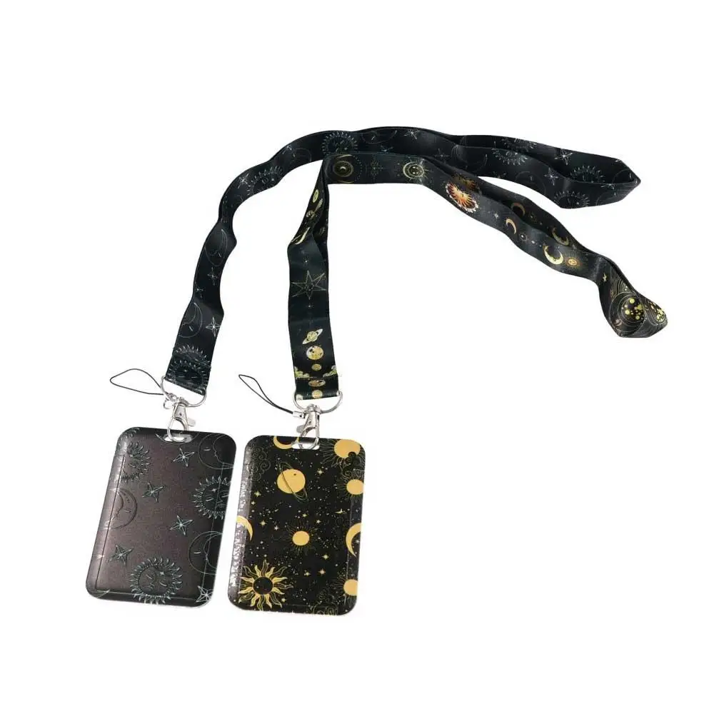 สายคล้องโทรศัพท์แบบมีที่ใส่บัตรลายดวงอาทิตย์และดวงจันทร์ สายคล้องโทรศัพท์ลายดาว สายคล้องคอสำหรับใส่บัตร สายคล้องบัตรประจำตัว สายคล้องแบบแขวน