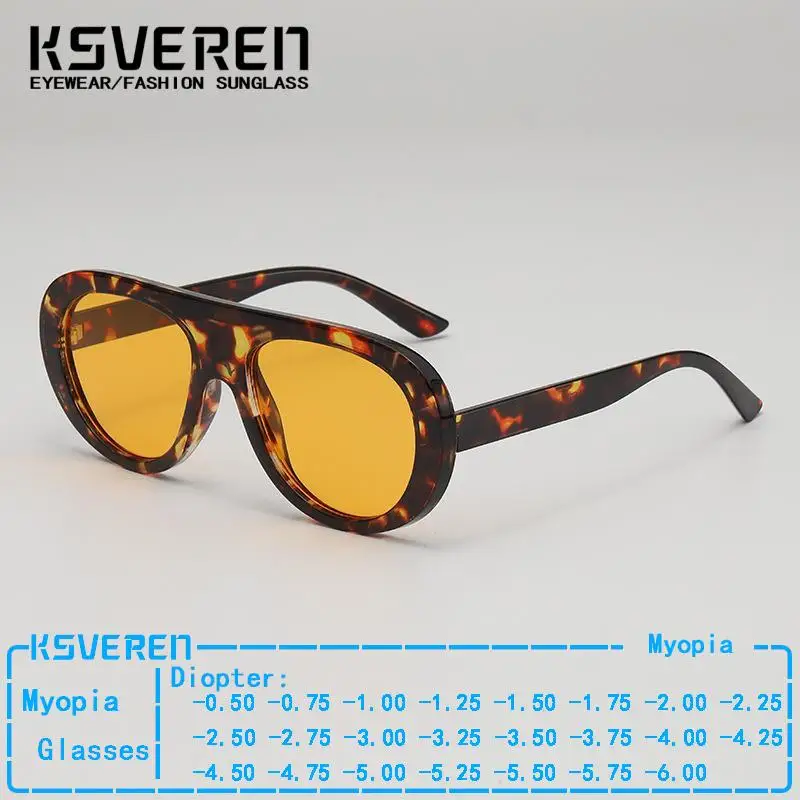 

Retro Pilot Yellow Myopia Sunglasses Men Women Tinted Nearsighted Eyewear Outdoor Driving Shade Prescription Sun Eyeglasses