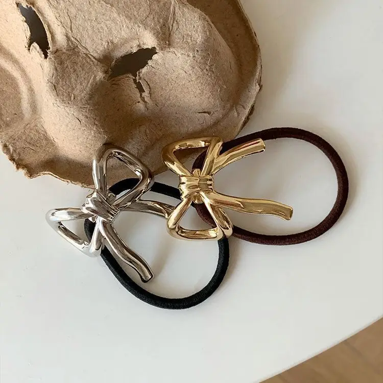 

Новый металлический бант, японская милая и роскошная эластичная повязка на голову, женские сезонные аксессуары для волос, элегантный хвост.