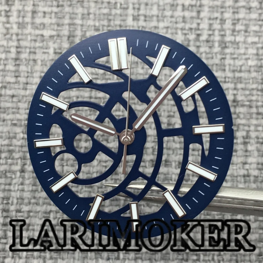 LARIMOKER 31MM Hollow Out White Black Blue Green Watch Dial Green Luminous Watch Hands For NH70 NH72 Movement Replacement Parts