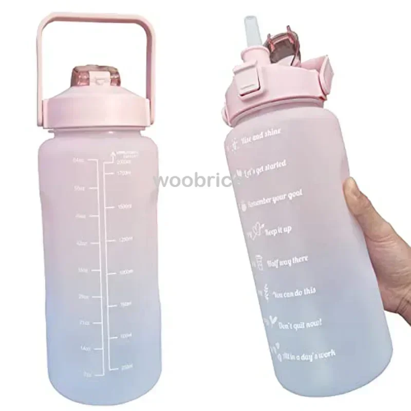 Water Botttle 2 Liters Plastic Flask Gym Large Capacity Sports Colorful Cup Drinking Outdoor Travel Portable Fitness Jugs