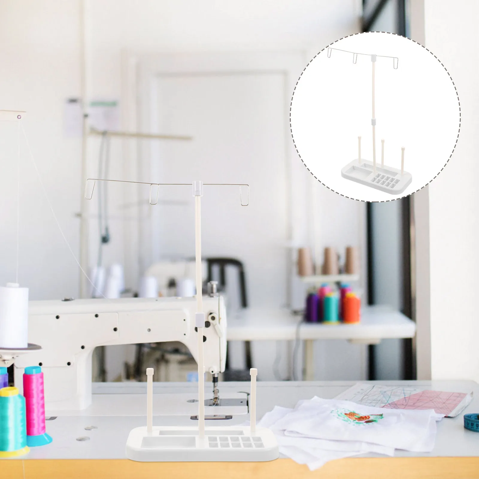 

White Spool Thread St Sewing Machine Holder Sturdy Base Universal Cone Storage Rack Embroidery Quilting Accessories