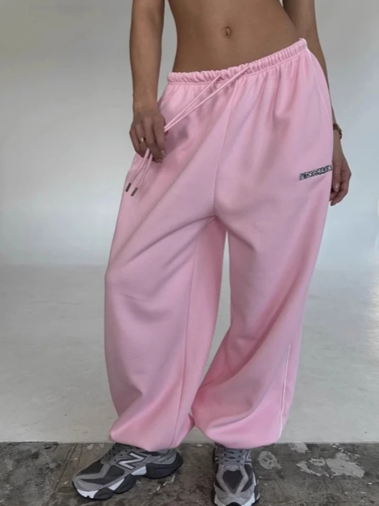 Immagine 5: Pantaloni sportivi a gamba larga primaverili, pantaloni casual a gamba dritta e ampia, comodi a righe, stampe alla moda per uomo e donna