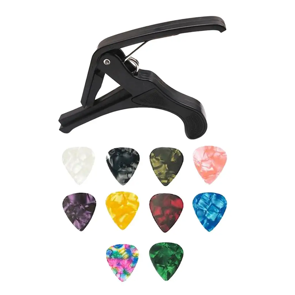 Pack of 10 Picks for Electric Guitar, 0.46 Mm And Capo, Perfect for Electric Acoustics And