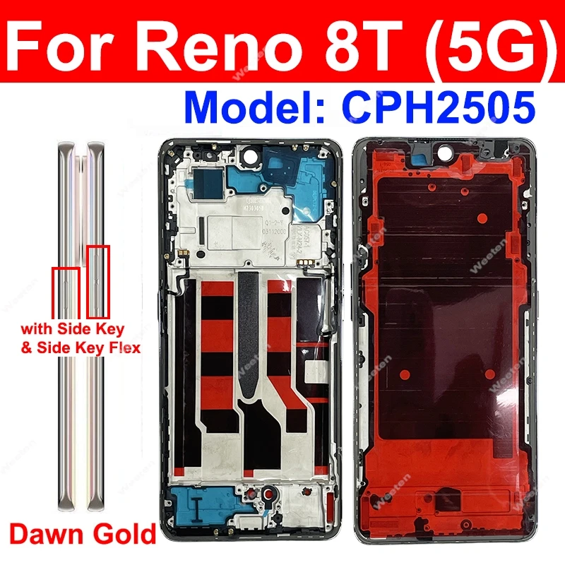 For OPPO Reno 8T 5G Middle Frame Housing LCD Front Housing Middle Frame Holder Cover Parts