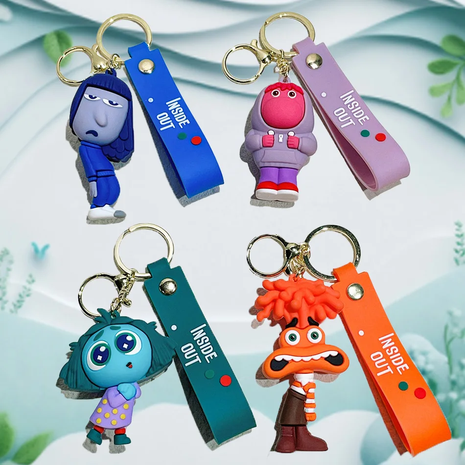 Inside Out 2-Film Joy Sadness Fear Ekelfiguren Cartoon Schlüsselanhänger Tasche Auto Schlüsselanhänger Halter Schlüsselanhänger Weihnachtsgeschenke