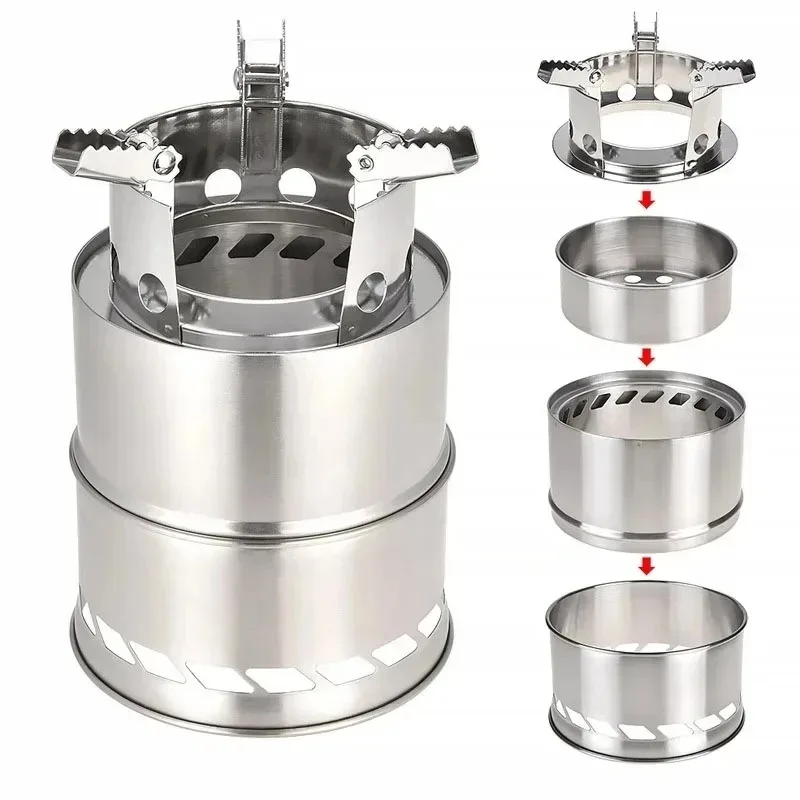 

201 Stainless Steel Fire Pit Grill Outdoor Fire Pit Wood Burning Warming BBQ