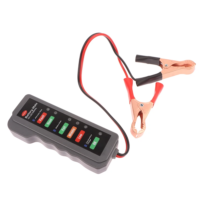 12V Auto Battery Tester Digital Car Battery Monitor Portable Vehicle Battery Testing Device 6 LED Display For Automotive Vehicle