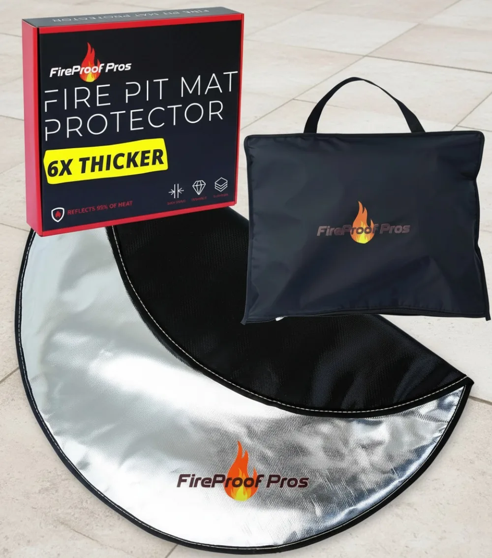 

Коврик для костра 36 дюймов для палубы и патио, теплозащитный экран толщиной 6 мм с трехслойной защитой, нескользящий коврик для барбекю