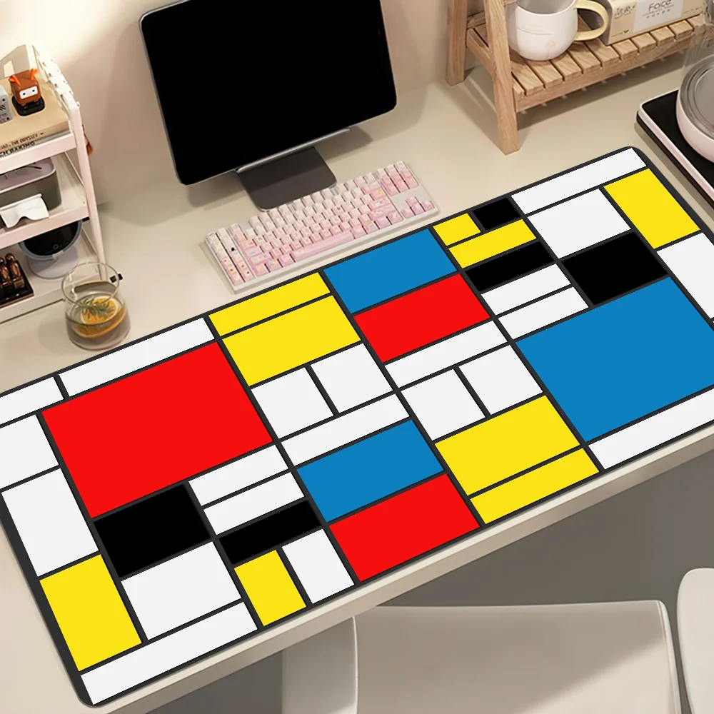 Piet M-Mondrian Colorful Square Style Mouse Pad Non-slip Thickened MousePad Student Cushion Large Writing Gaming Lockedge Office