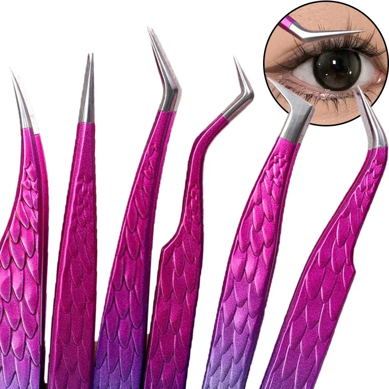 Colorful Anti-static Eyelash Tweezers Accurate Eyebrow Grafting Makeup Tweezer Beauty Tools 3D False Lashes Extension Supplies