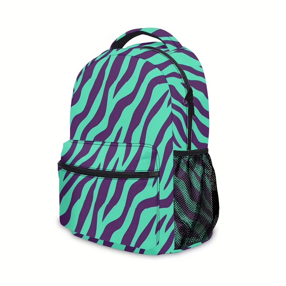 Unisex 3D Printed Zebra Pattern Backpack Large Capacity School Commuter Backpack with Adjustable Straps Durable Polyester