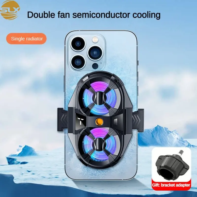 New Dual Fan Large Wind Mute Mobile Phone Cooling Fan Cooler Fast Cooling Live Gaming Handle Cooler Mobile Phone Fan Radiator