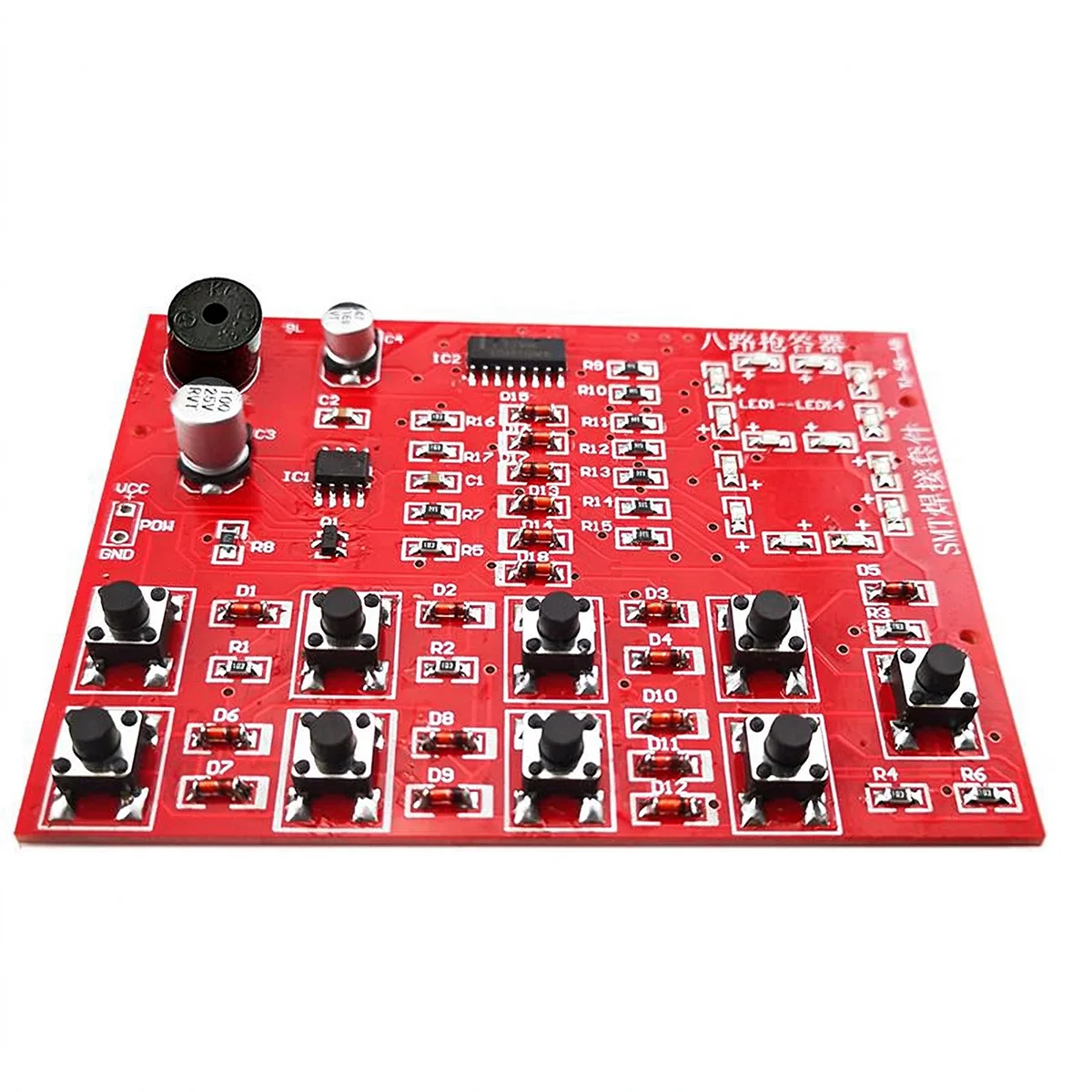8 Channel Quiz Buzzer DIY Soldering Kit, Eight-Way Digital Answerer Module for Electronic Learning Project