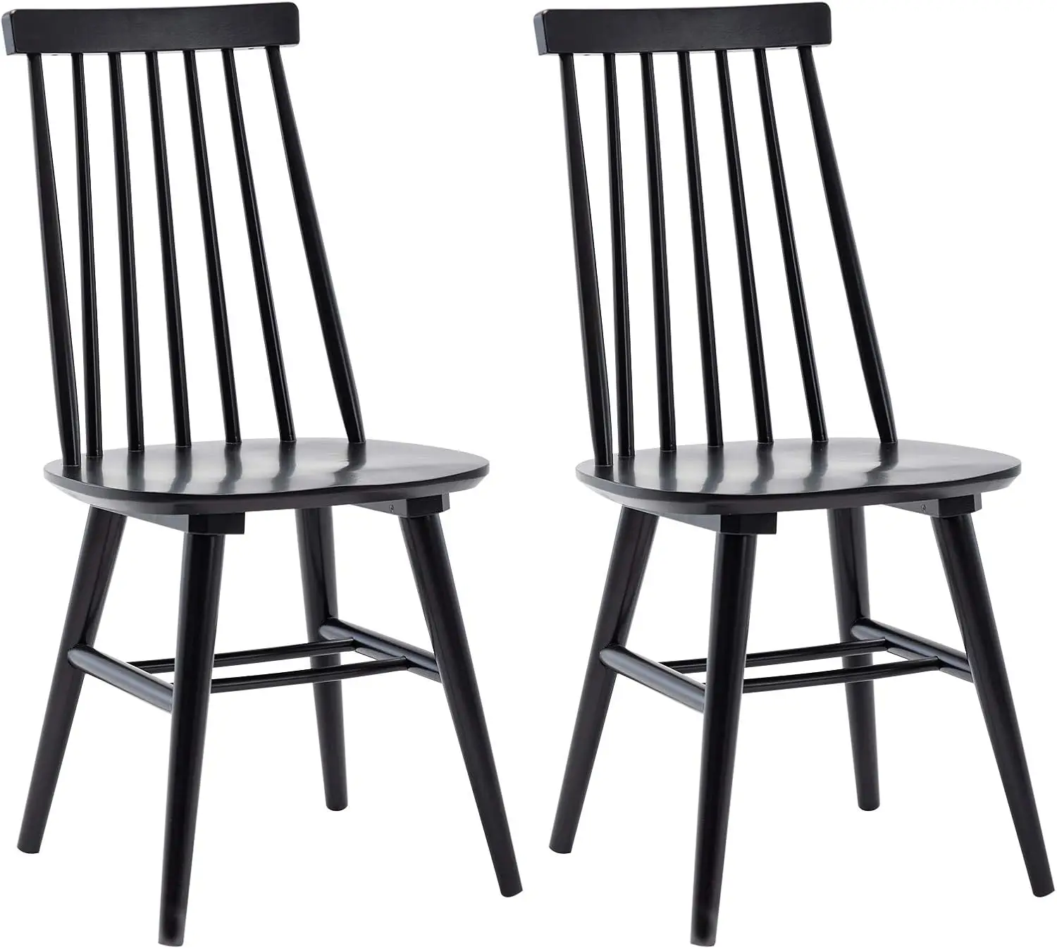 

Dining Chairs Set of 2, Wood Dining Room Chairs Slat Back Kitchen Room Chair Windsor Chairs, Black