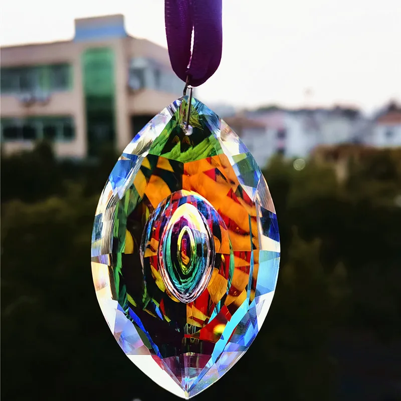 76mm Rainbow K9 Crystal Diy Sun Catcher Glass Chandelier Pendant Beautiful Ornament Christmas Tree Hanging Home Decoration