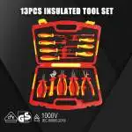 SFREYA S677-13 13Pcs VDE Insulated Electrician Tool Set, Includes Pliers, Adjustable Wrench, Voltage Tester, Screwdrivers