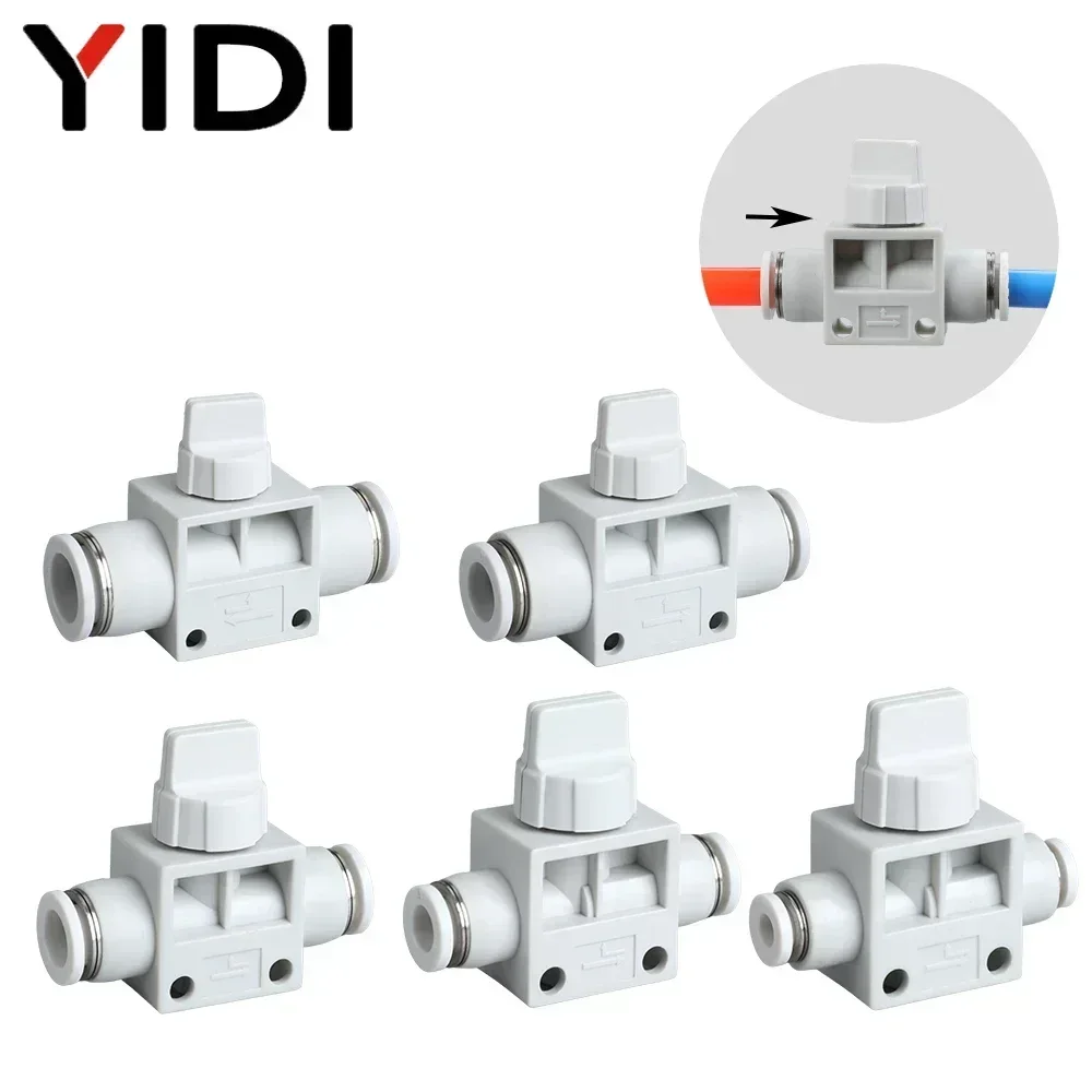 5pcs HVFF 1MPa Pneumatic Hand One-way Stop Valve Non-return Tube Pipe Push-in Connector Air Metric Hose Plastic Close Valves