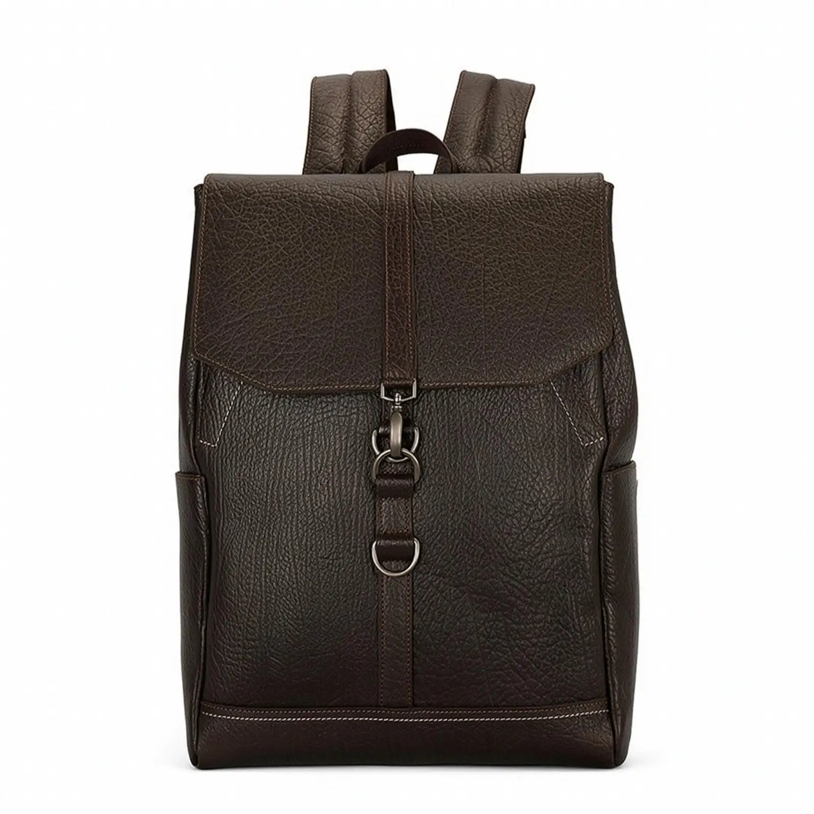 Top Layer Cowhide Travel Backpack Retro Canvas Rucksack for Work Weekend Trip 15 Inch Laptop Compartment Adjustable Straps