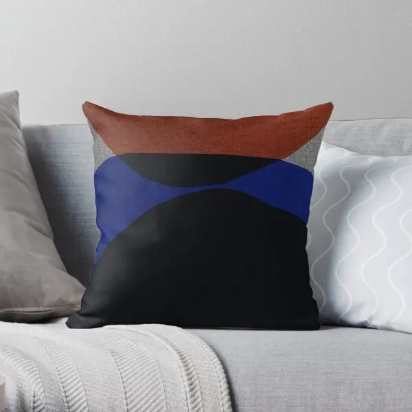 Blue Orange Colors Minimalist Abstract A  Printing Throw Pillow Cover Fashion Office Bed Bedroom Pillows not include One Side